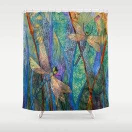 Colorful Dragonflies Shower Curtain