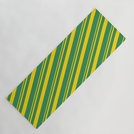 [ Thumbnail: Yellow & Sea Green Colored Lines/Stripes Pattern Yoga Mat ]