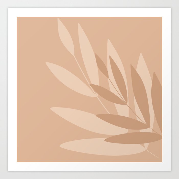 Abstract Beige Palm Leaves Art Print