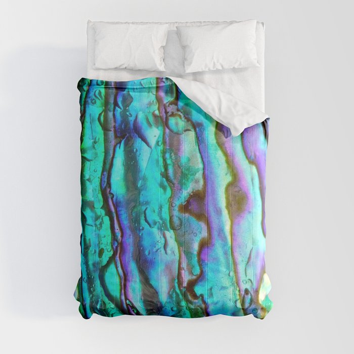 Glowing Aqua Abalone Shell Mother of Pearl Comforter