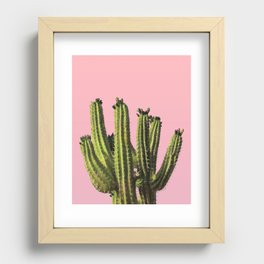 Cactus - Minimal Cactus Poster - Desert Wall Art - Tropical, Botanical - Pink, Green - Modern Prints Recessed Framed Print