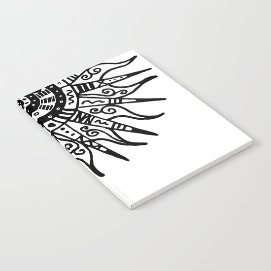 Sun Doodle black and white drawing Notebook