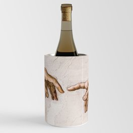 Hands of God the Father and Adam, Sistine Chapel Ceiling by Michelangelo Wine Chiller