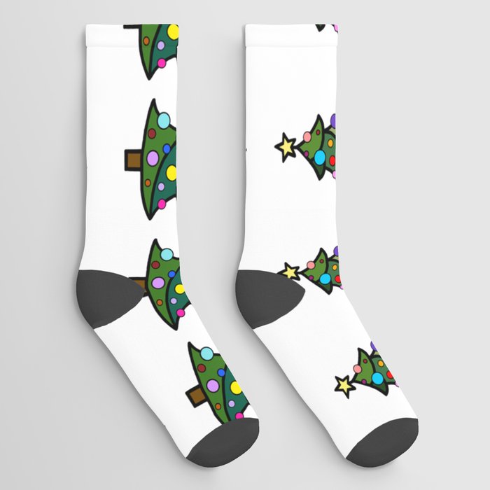 Decorated Stained Glass Christmas Tree Socks