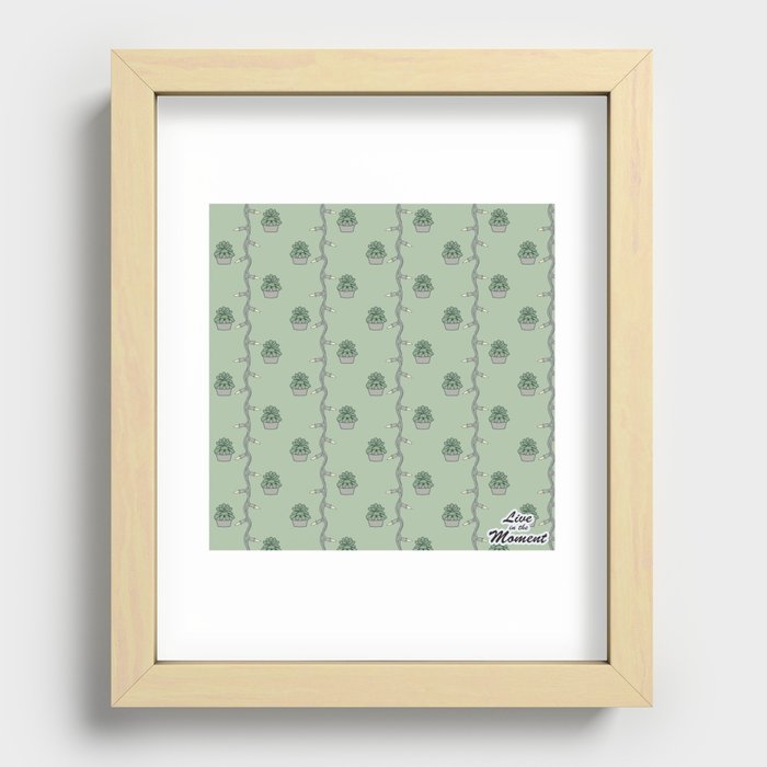 Succulents and Twinkle Lights Recessed Framed Print