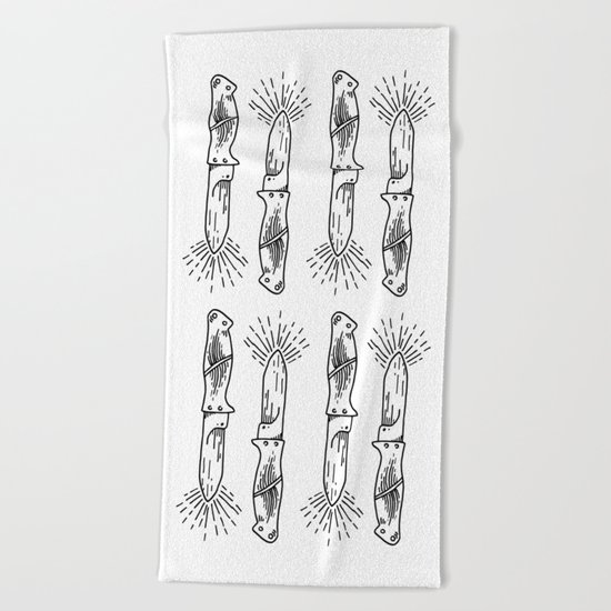 Knives Illustration Pattern Beach Towel