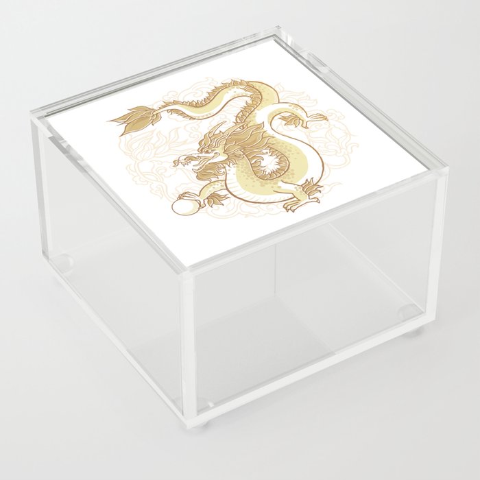 Gold Dragon with pearl Acrylic Box