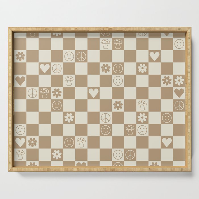 Happy Checkered pattern neutral Serving Tray