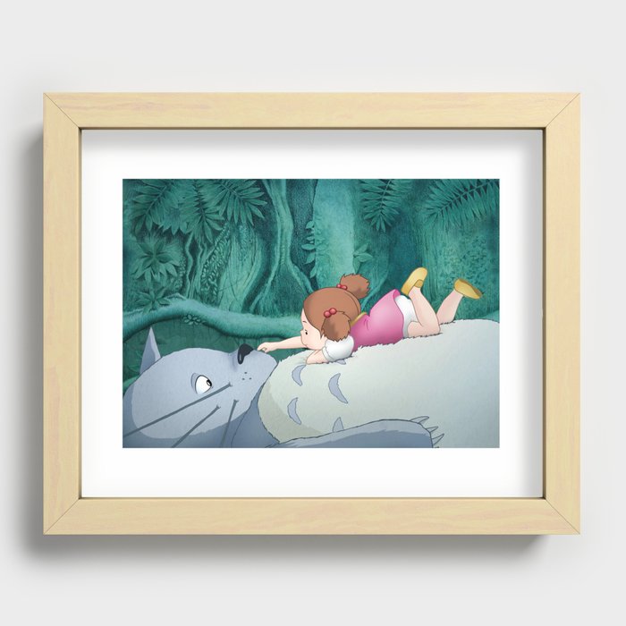 Mei on Totoro’s Fluffy Tummy Recessed Framed Print