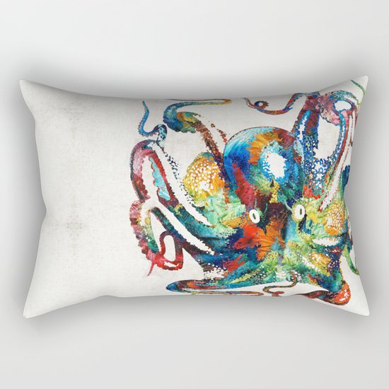 Colorful Octopus Art by Sharon Cummings Rectangular Pillow