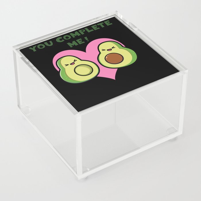 Complete Me Kawaii Avocado Hearts Valentines Day Acrylic Box