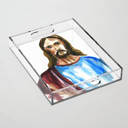 Divine Hues: The Watercolor Messiah Acrylic Tray
