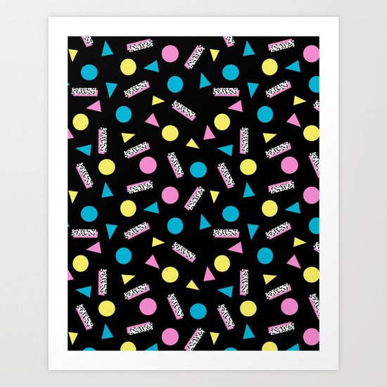 Max Out - abstract memphis minimal colorful neon bright happy shapes geometric 1980s 80s retro Art Print