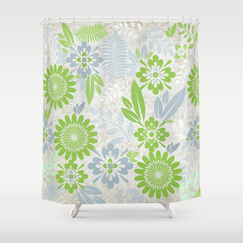 green and gray shower curtain