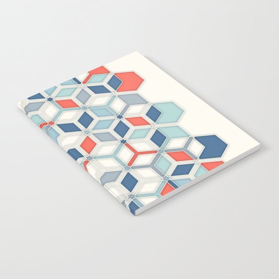 Soft Red, White & Blue Hexagon Pattern Play Notebook