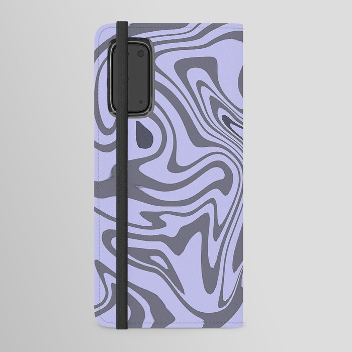 Periwinkle Blue And Grey Liquid Marble Abstract Pattern Android Wallet Case