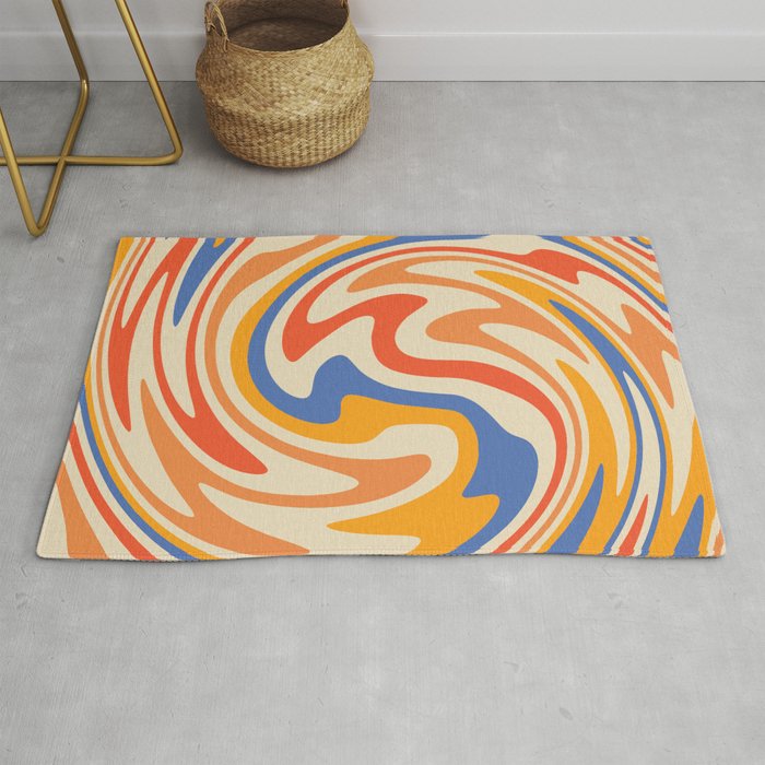70s Retro Swirl Color Abstract 2 Rug