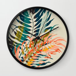 colorful palm leaves Wall Clock