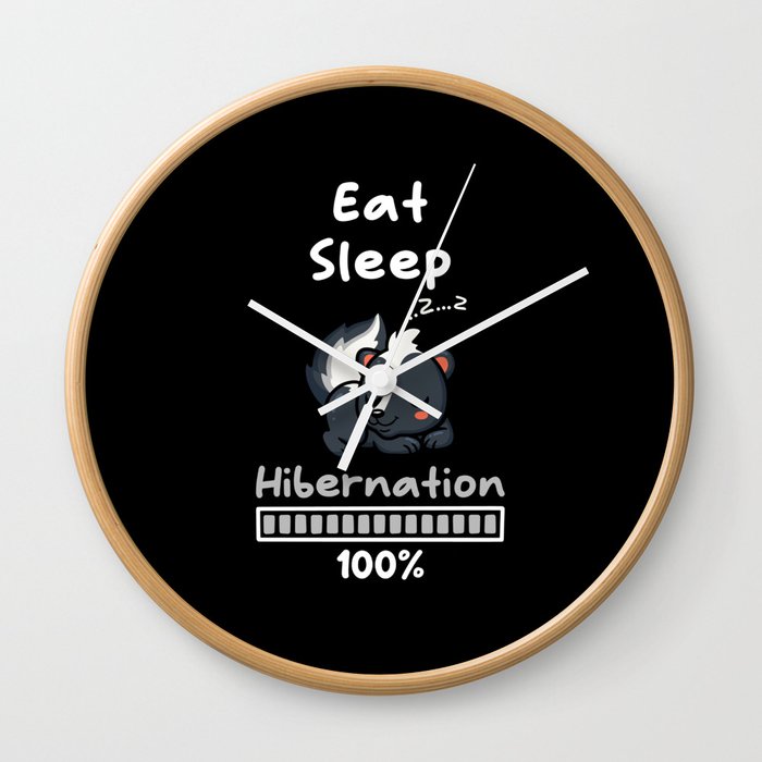 Eat Sleep Hibernation 100 Skunk Wall Clock