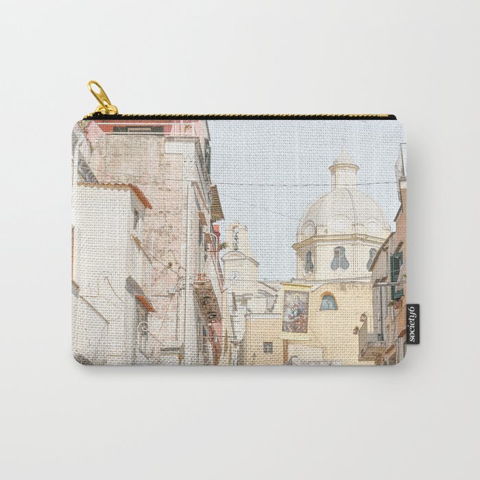 Pastel Color Street View Photo | Procida Island Village Houses Art Print | Summer Travel Photography In Italy Carry-All Pouch