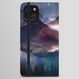 Mountain Lake Under the Stars iPhone Wallet Case