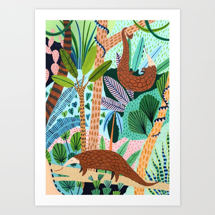Jungle Pangolins Art Print