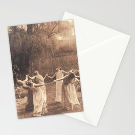 Circle Of Witches Vintage Women Dancing Stationery Card