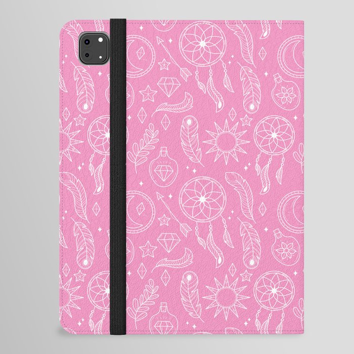 Pink And White Hand Drawn Boho Pattern iPad Folio Case