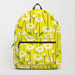 Retro Modern Daisy Flowers On Yellow Backpack