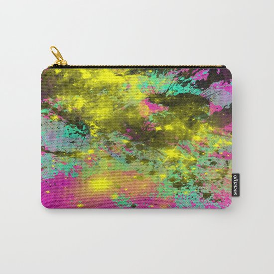 Stargazer - Abstract cyan, black, purple and yellow oil painting Carry-All Pouch