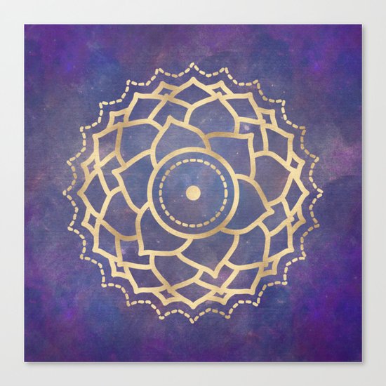 Mandala Chakra Copper and Purple Crown Chakra Canvas Print