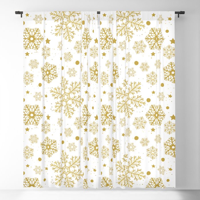 Golden snowflakes  Blackout Curtain
