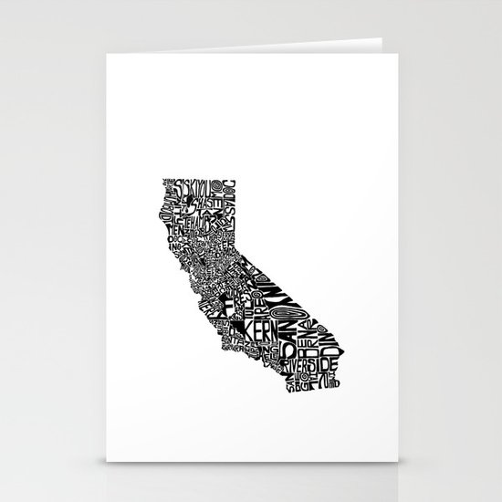 Typographic California Stationery Cards