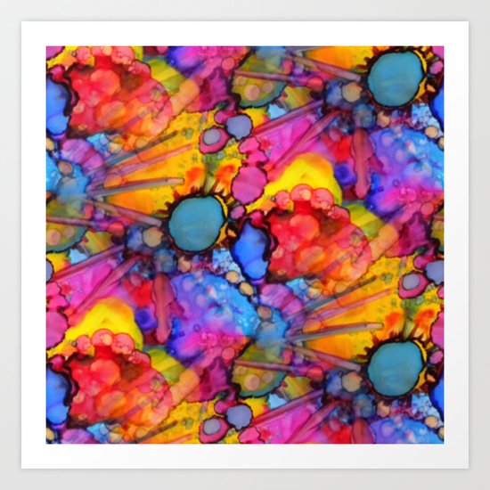 Rainbow Splats Alcohol Inks Art Print