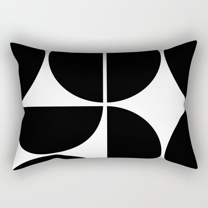 Mid Century Modern Black Square Rectangular Pillow