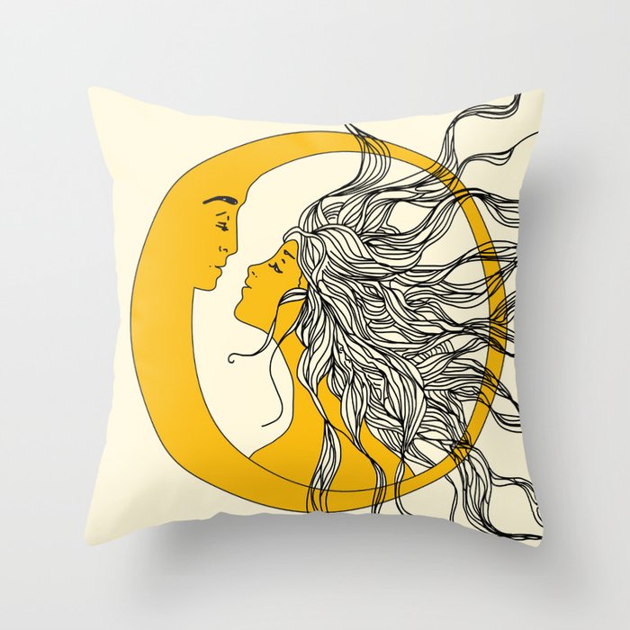 Sun and Moon Throw Pillow