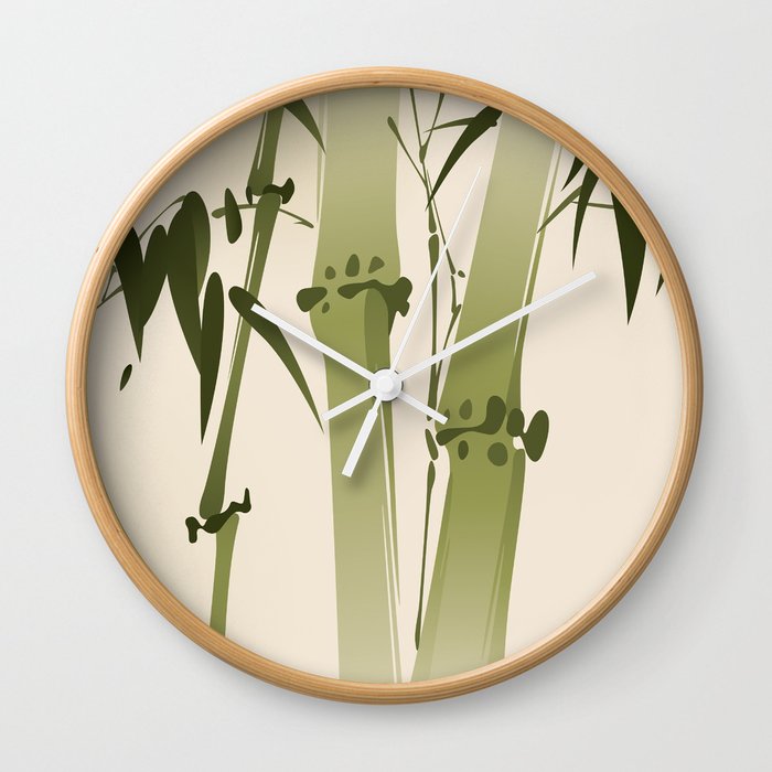 Oriental style painting, bamboo branches Wall Clock