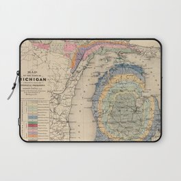 Vintage Michigan Geology Map (1873) Laptop Sleeve