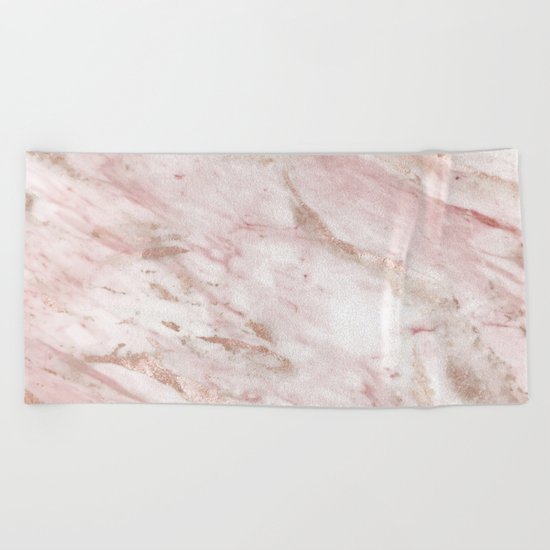 Pink marble - rose gold accents Beach Towel