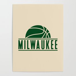 Milwaukee basketball modern logo cream Poster
