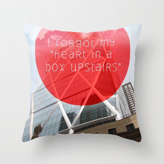 heart in a box upstairs Throw Pillow