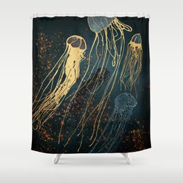 Metallic Jellyfish Shower Curtain