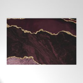 Burgundy & Gold Agate Texture 02 Welcome Mat