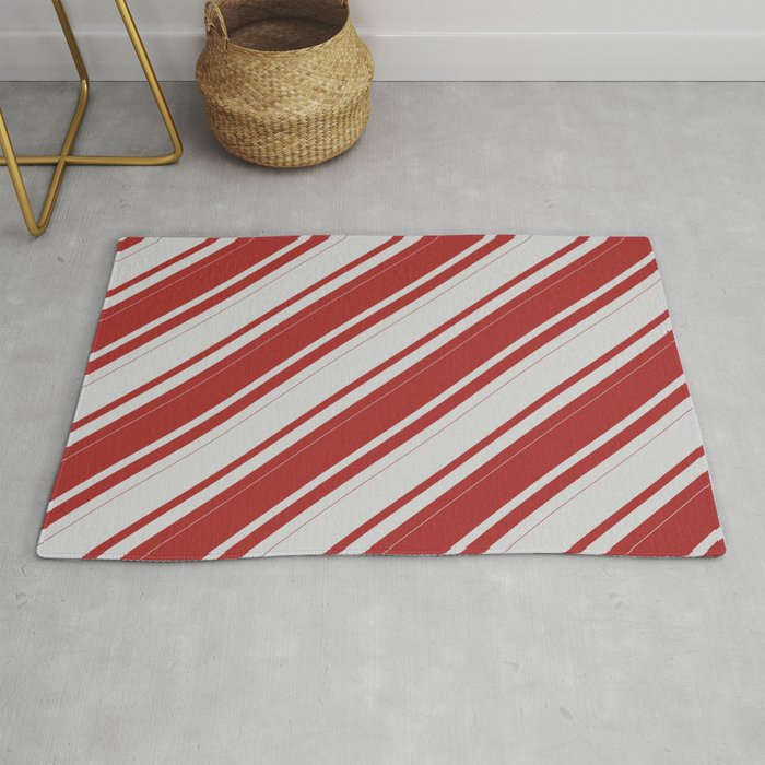 Light Gray & Brown Colored Lines/Stripes Pattern Rug