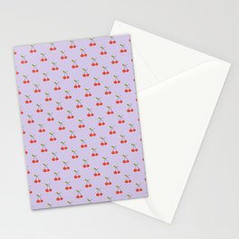 Cherry Seamless Pattern On Lilac Background Stationery Card
