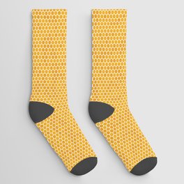 Small Orange Honeycomb Bee Hive Geometric Hexagonal Design Socks
