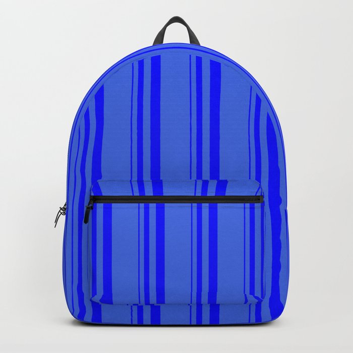 Blue and Royal Blue Colored Stripes Pattern Backpack