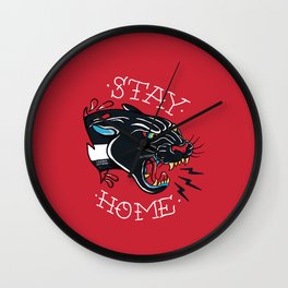 Stay Home Panther Tattoo Wall Clock