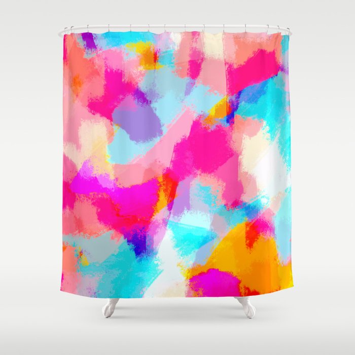 Pink and blue deals shower curtain