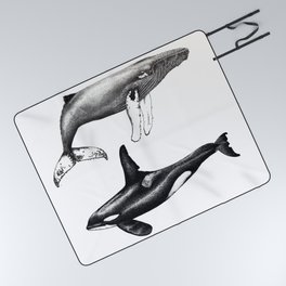 Beluga, humpback whale and orca killer whale Picnic Blanket